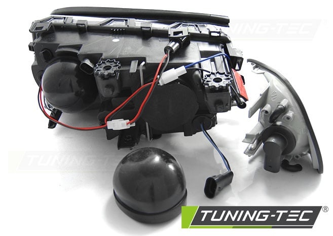 Koplampen dual halo rims geschikt voor BMW E46 04 99-03 03 coupe cabrio Angel Eyes LED zwart