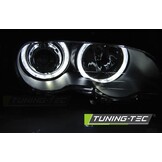 Koplampen dual halo rims geschikt voor BMW E46 04 99-03 03 coupe cabrio Angel Eyes LED zwart
