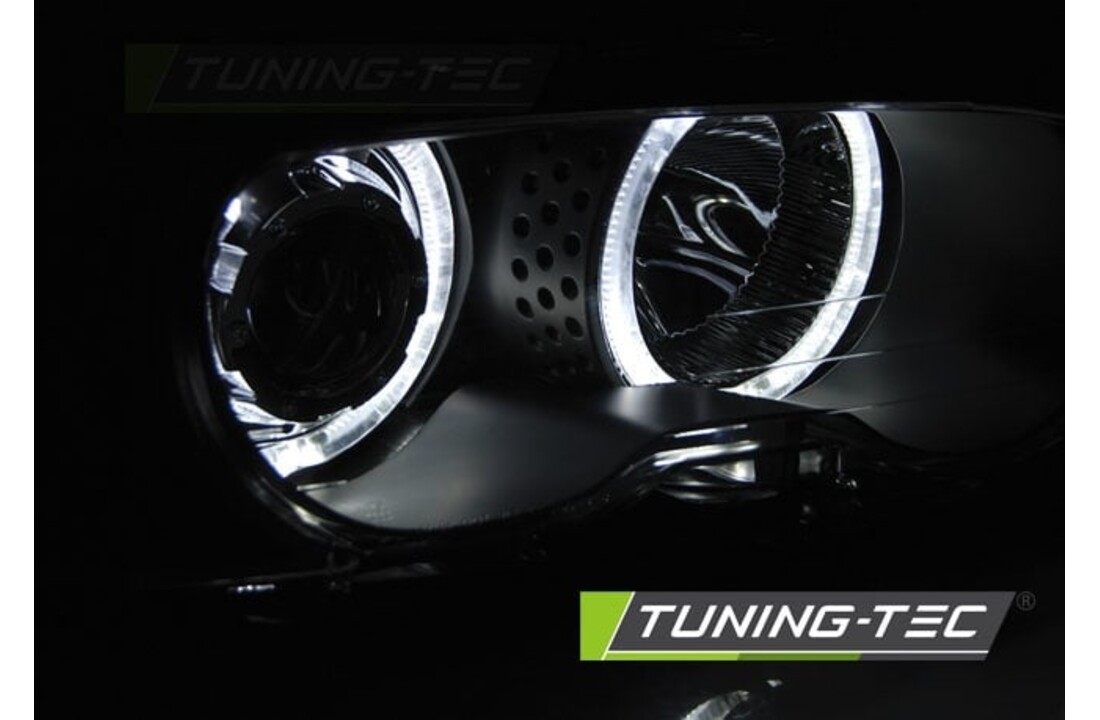 Koplampen dual halo rims geschikt voor BMW E46 04 99-03 03 coupe cabrio Angel Eyes LED zwart