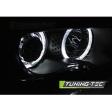 Koplampen dual halo rims geschikt voor BMW E46 04 99-03 03 coupe cabrio Angel Eyes LED zwart