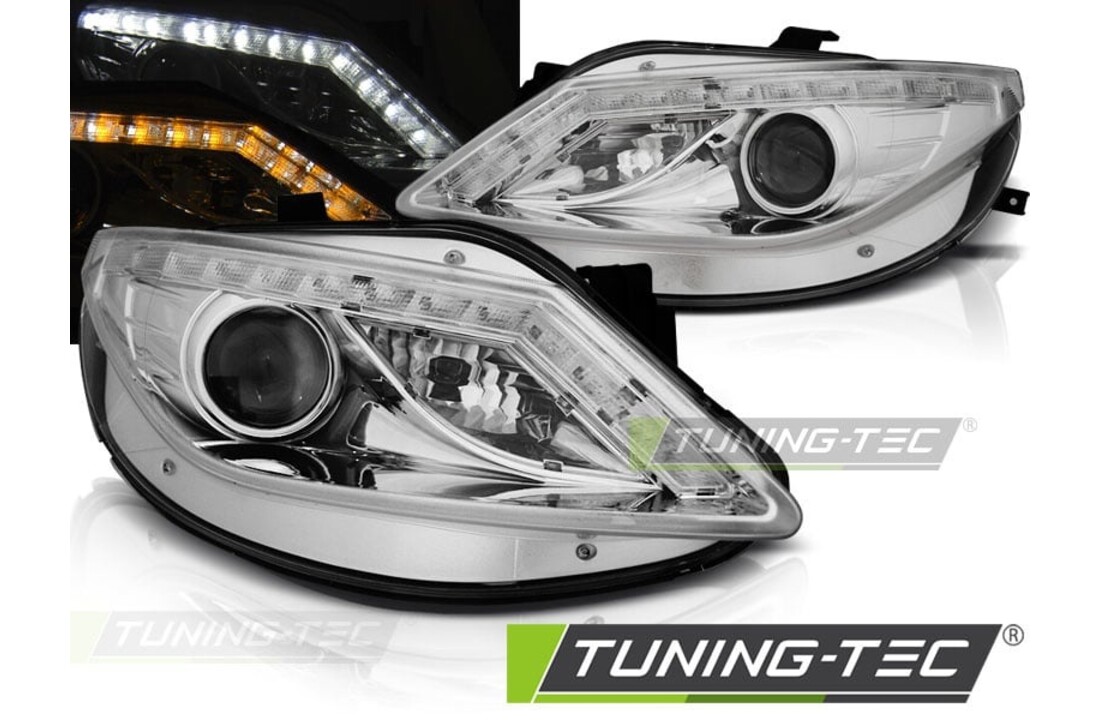 Koplampen met parkeerlicht geschikt voor Seat Ibiza 6J 06 08-12 met LED knipperlicht chroom