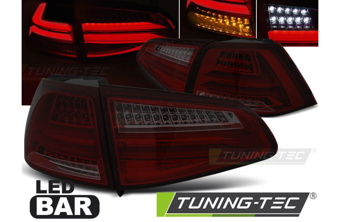 Achterlichten geschikt voor VW Golf 7 13-17 rood smoke LED strip