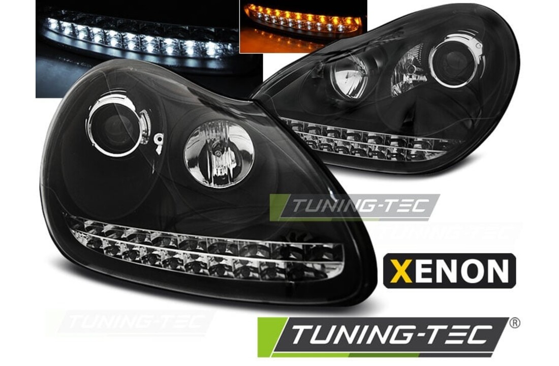 Koplampen Xenon geschikt voor Porsche Cayenne 02-06 zwart HID