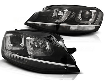 Koplampen dagrijlicht geschikt voor VW Golf 7 11-12-17 U-Type zwart with chroom line