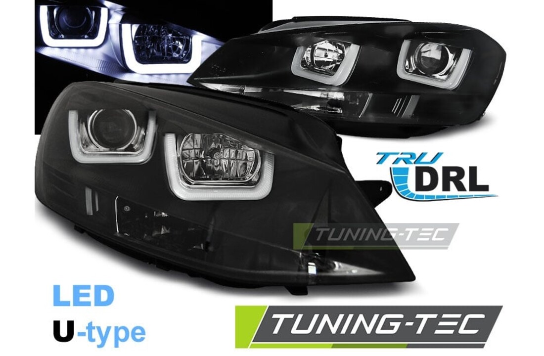 Koplampen dagrijlicht geschikt voor VW Golf 7 11-12-17 U-Type zwart