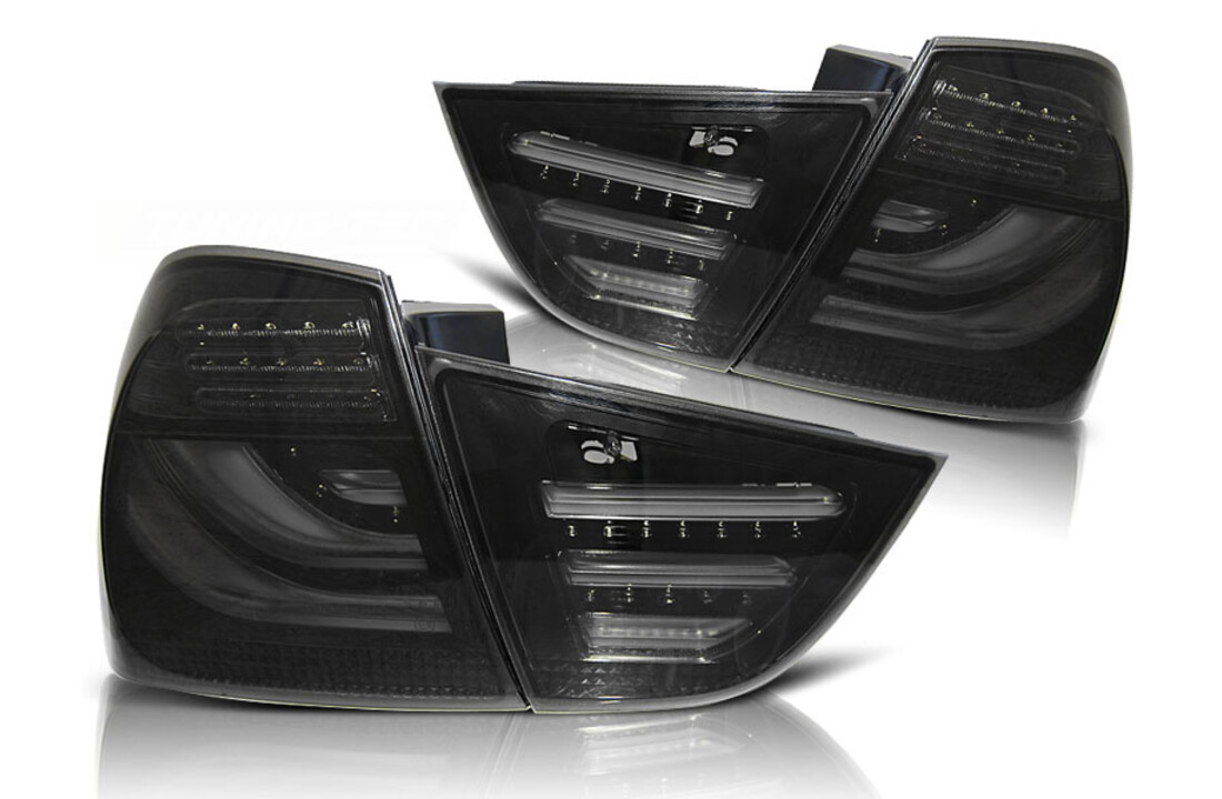 Achterlichten geschikt voor BMW E90 09-11 smoke zwart LED strip