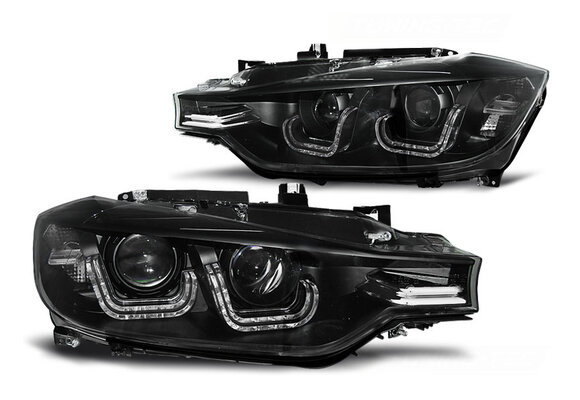 Koplampen dagrijlicht geschikt voor BMW F30/F31 10 11-05 15 zwart U-LED bar