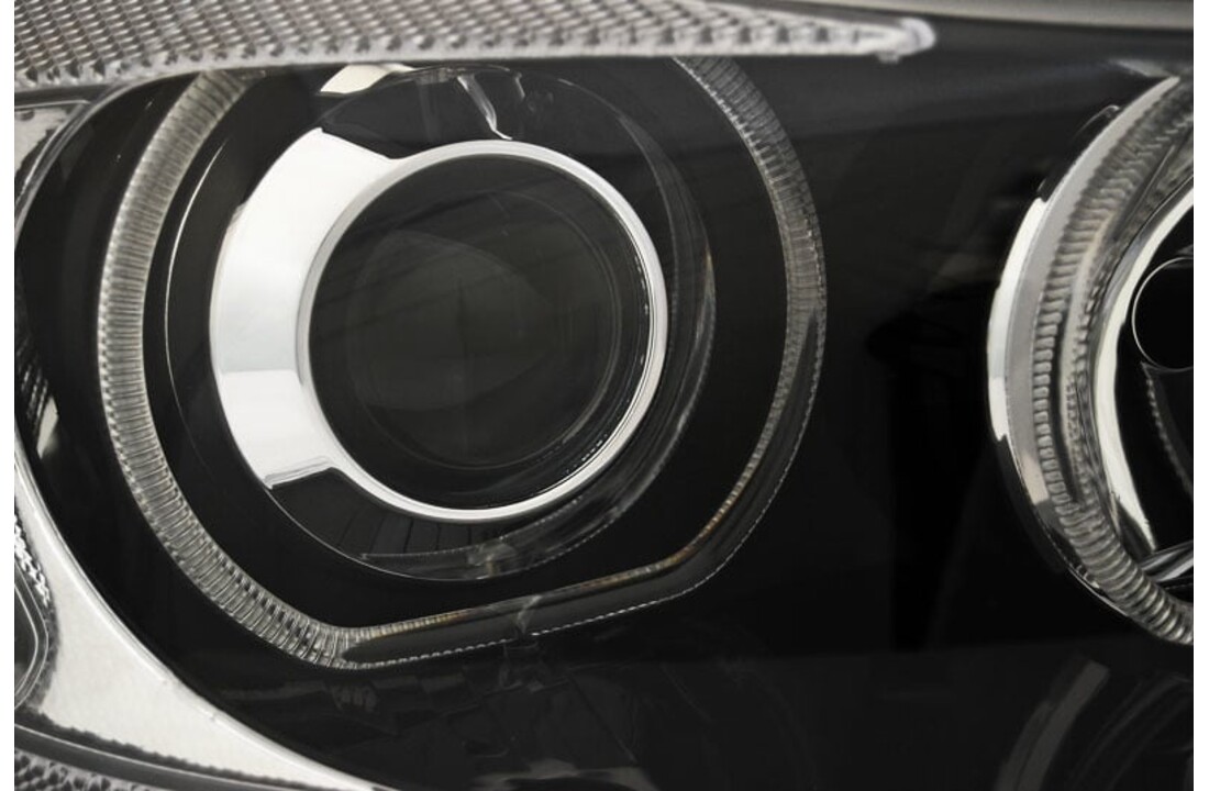 Koplampen dual halo rims geschikt voor BMW E90/E91 03 05-11 LED Angel Eyes zwart