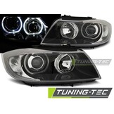 Koplampen dual halo rims geschikt voor BMW E90/E91 03 05-11 LED Angel Eyes zwart