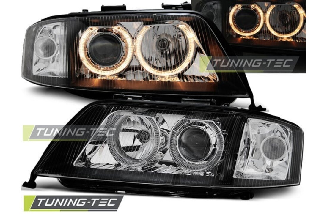 Koplampen dual halo rims geschikt voor Audi A6 05 97-06 01 Angel Eyes zwart