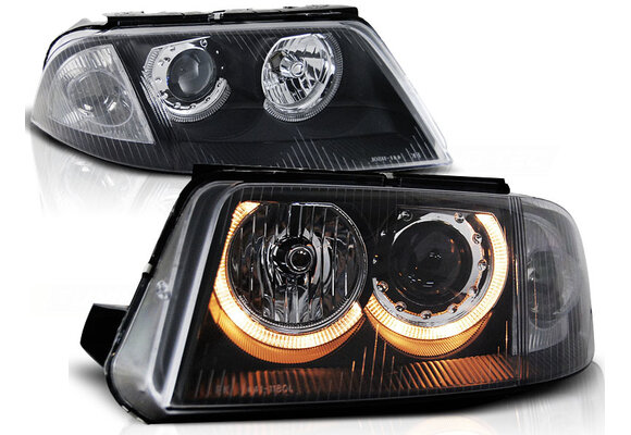 Koplampen dual halo rims geschikt voor VW Passat 3BG B5 FL 09-00-03-05 Angel Eyes zwart