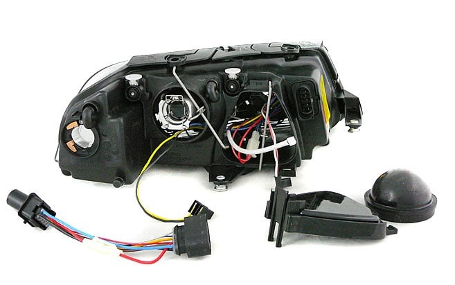 Koplampen dual halo rims geschikt voor VW Passat 3BG B5 FL 09-00-03-05 Angel Eyes zwart