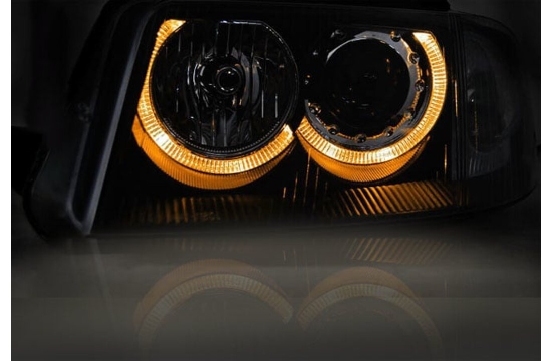 Koplampen dual halo rims geschikt voor VW Passat 3BG B5 FL 09-00-03-05 Angel Eyes zwart