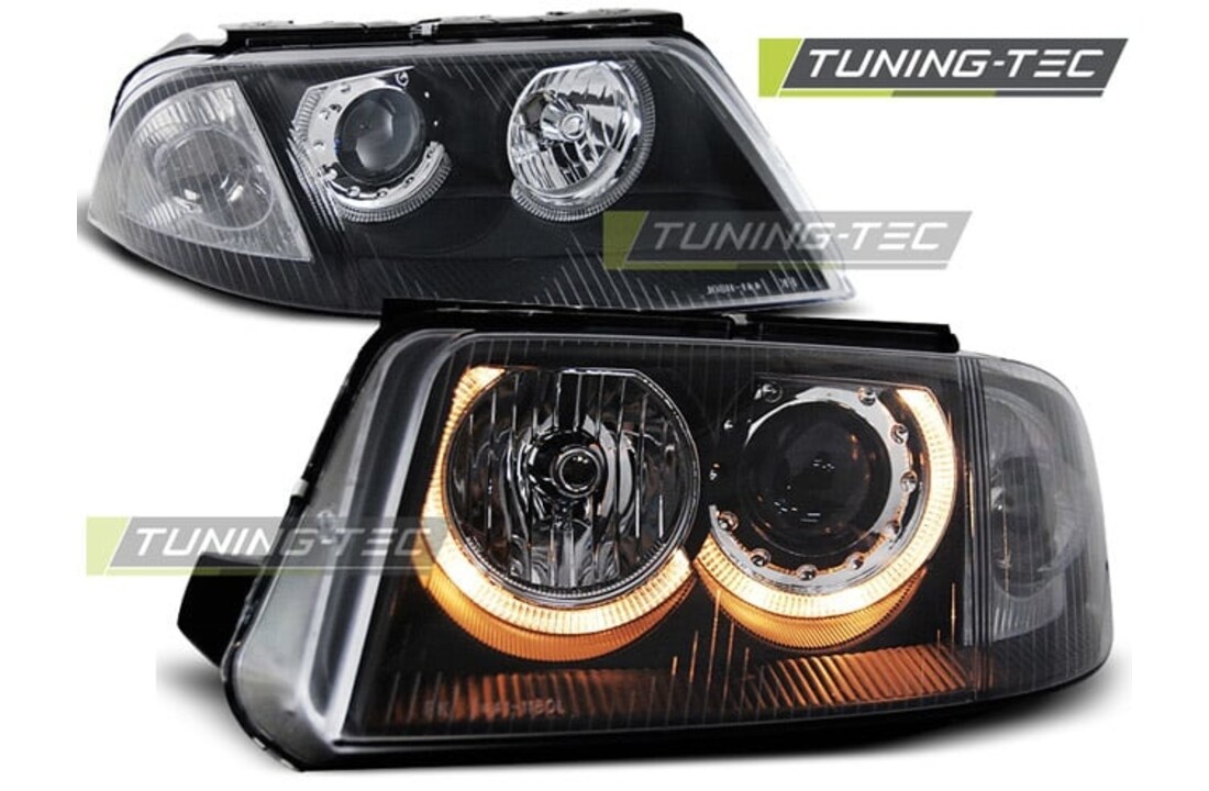 Koplampen dual halo rims geschikt voor VW Passat 3BG B5 FL 09-00-03-05 Angel Eyes zwart