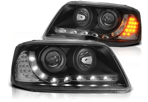 Koplampen met parkeerlicht geschikt voor VW T5 04 03-08-09 zwart