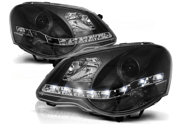 Koplampen met parkeerlicht geschikt voor VW Polo 9N3 04 05-09 zwart