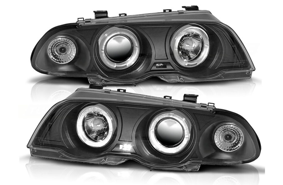 Koplampen dual halo rims geschikt voor BMW E46 05 98-08 01 Angel Eyes zwart