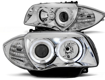 Koplampen dual halo rims geschikt voor BMW 1 E87/E81/82/88 04-11 Angel Eyes chroom