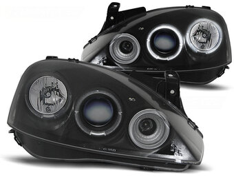 Koplampen geschikt voor Opel Corsa C 11 00-09 06 Angel Eyes zwart design