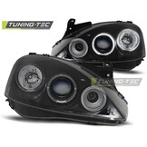 Koplampen geschikt voor Opel Corsa C 11 00-09 06 Angel Eyes zwart design