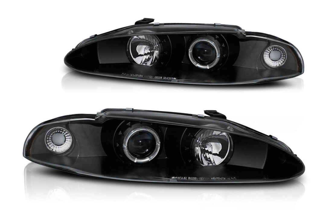 Koplampen dual halo rims geschikt voor Mitsubishi Eclipse 06 95-96 Angel Eyes zwart