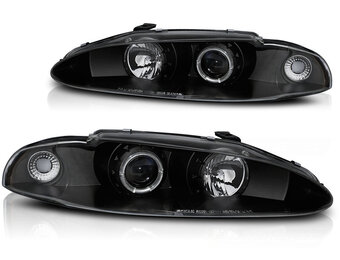 Koplampen dual halo rims geschikt voor Mitsubishi Eclipse 06 95-96 Angel Eyes zwart