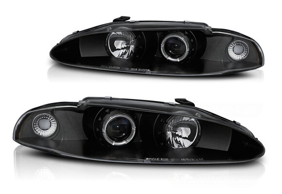 Koplampen dual halo rims geschikt voor Mitsubishi Eclipse 06 95-96 Angel Eyes zwart