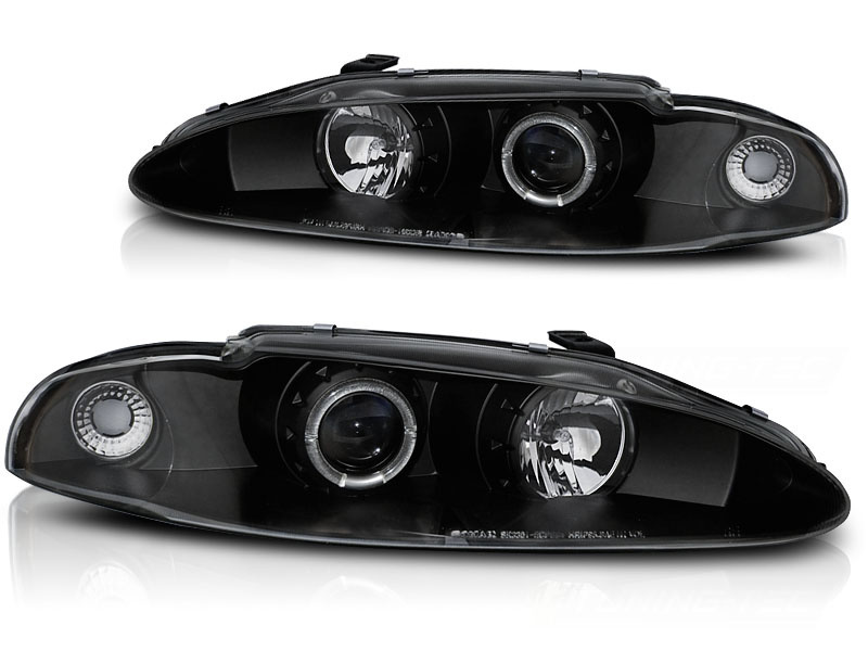 Koplampen dual halo rims geschikt voor Mitsubishi Eclipse 06 95-96 Angel Eyes zwart