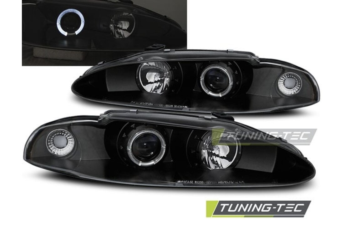 Koplampen dual halo rims geschikt voor Mitsubishi Eclipse 06 95-96 Angel Eyes zwart