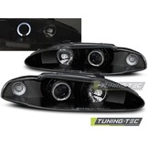 Koplampen dual halo rims geschikt voor Mitsubishi Eclipse 06 95-96 Angel Eyes zwart