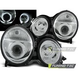 Koplampen dual halo rims geschikt voor Mercedes W210 E-Klasse 06 99-02 Angel Eyes chroom