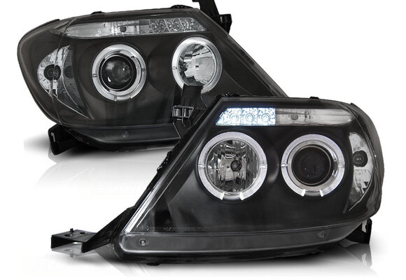 Koplampen geschikt voor Toyota Hilux 05-11 Angel Eyes zwart