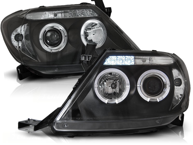 Koplampen geschikt voor Toyota Hilux 05-11 Angel Eyes zwart