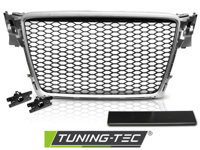 Grill geschikt voor AUDI A4 B8 08-11 ZILVER RS-STIJL