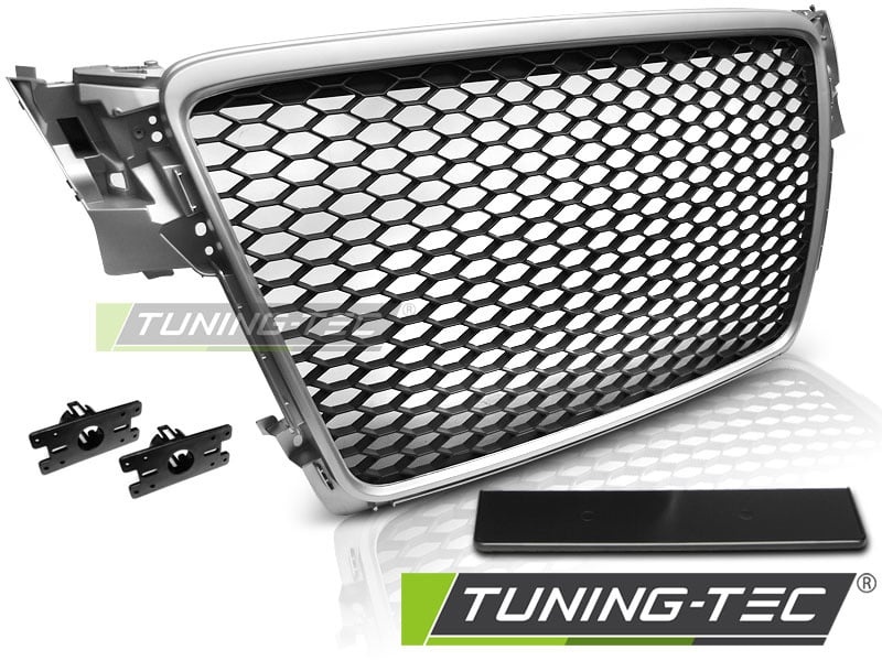 Grill geschikt voor AUDI A4 B8 08-11 ZILVER RS-STIJL