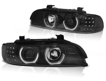 Koplampen dual halo rims geschikt voor BMW E39 09 95-06 03 zwart