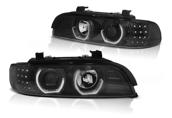 Koplampen dual halo rims geschikt voor BMW E39 09 95-06 03 zwart