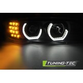 Koplampen dual halo rims geschikt voor BMW E39 09 95-06 03 zwart