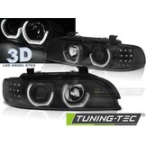 Koplampen dual halo rims geschikt voor BMW E39 09 95-06 03 zwart