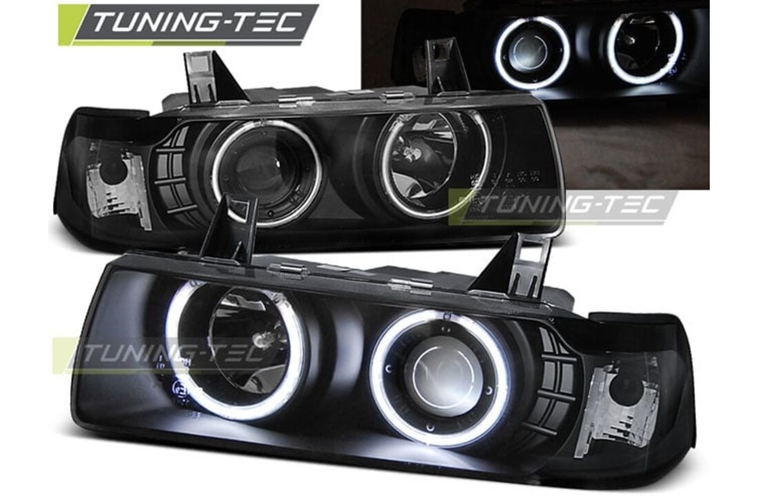 Koplampen dual halo rims geschikt voor BMW E36 12 90-08 99 S/C/T Angel Eyes zwart