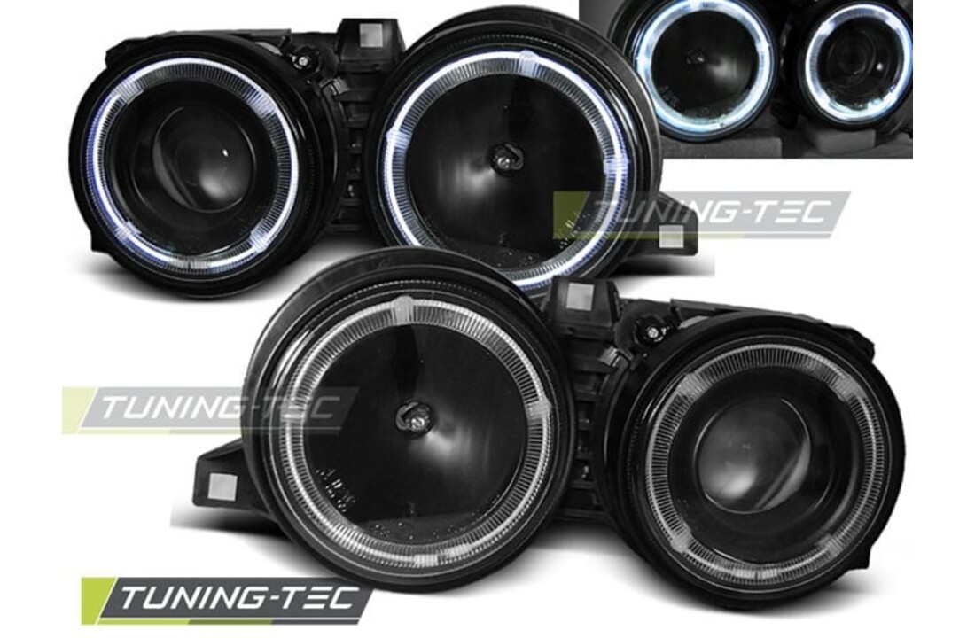 Koplampen dual halo rims geschikt voor BMW E30 11 82-06 94 Angel Eyes zwart