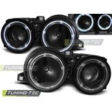 Koplampen dual halo rims geschikt voor BMW E30 11 82-06 94 Angel Eyes zwart