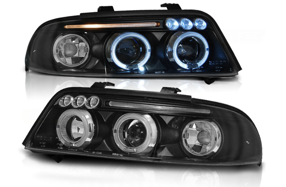 Koplampen dual halo rims geschikt voor Audi A4 01 99-09 00 Angel Eyes zwart