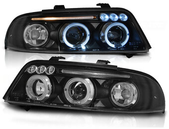 Koplampen dual halo rims geschikt voor Audi A4 01 99-09 00 Angel Eyes zwart