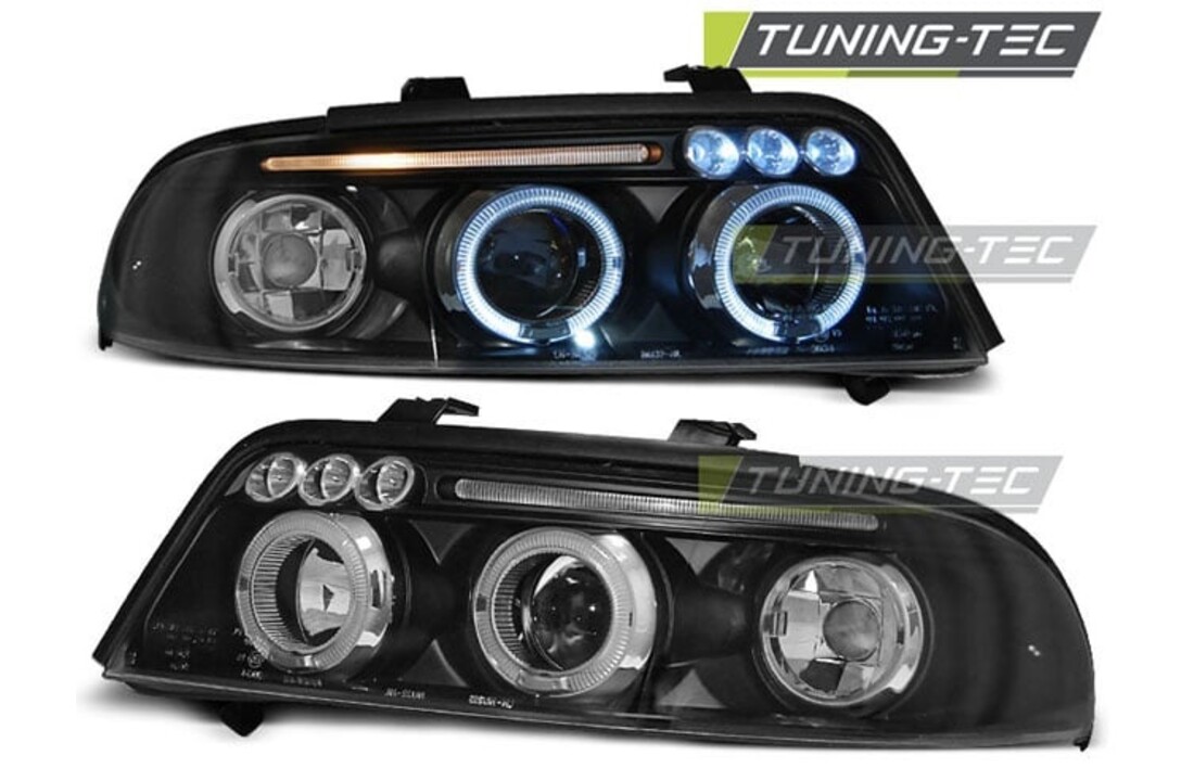 Koplampen dual halo rims geschikt voor Audi A4 01 99-09 00 Angel Eyes zwart