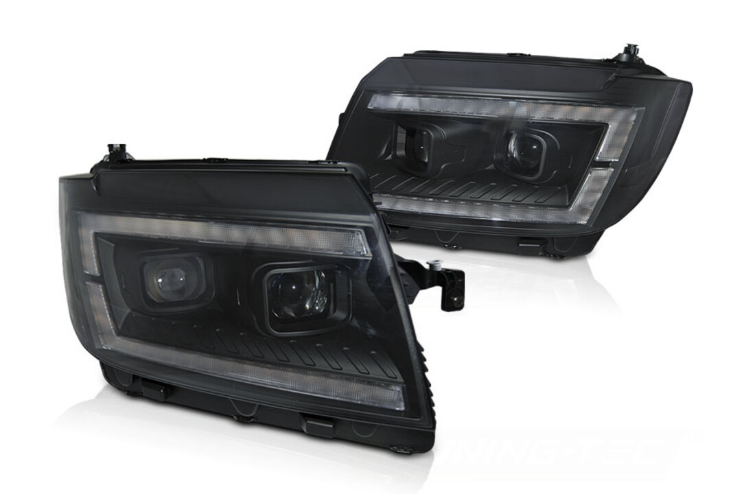 LED Koplampen Tube Light Zwart DRL Dynamisch Knipperlicht geschikt voor VW CRAFTER II (2017-)