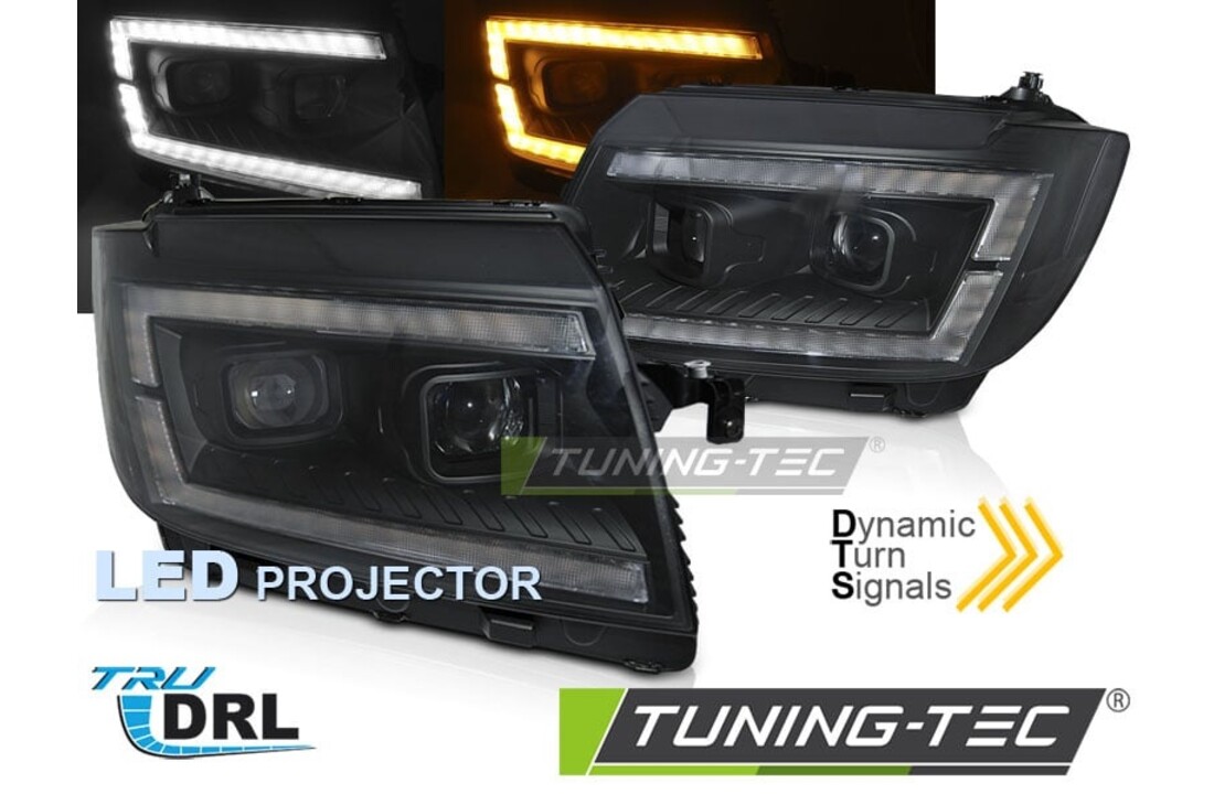 LED Koplampen Tube Light Zwart DRL Dynamisch Knipperlicht geschikt voor VW CRAFTER II (2017-)