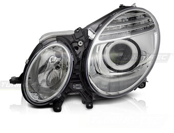 Koplamp links - geschikt voor Mercedes W211 2006-2009 sedan/combi - TYC - chroom