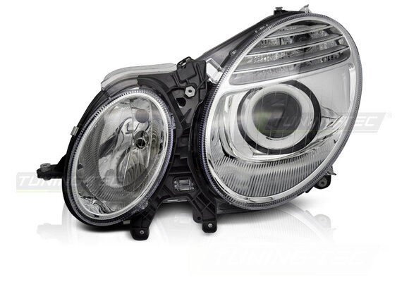 Koplamp links - geschikt voor Mercedes W211 2006-2009 sedan/combi - TYC - chroom