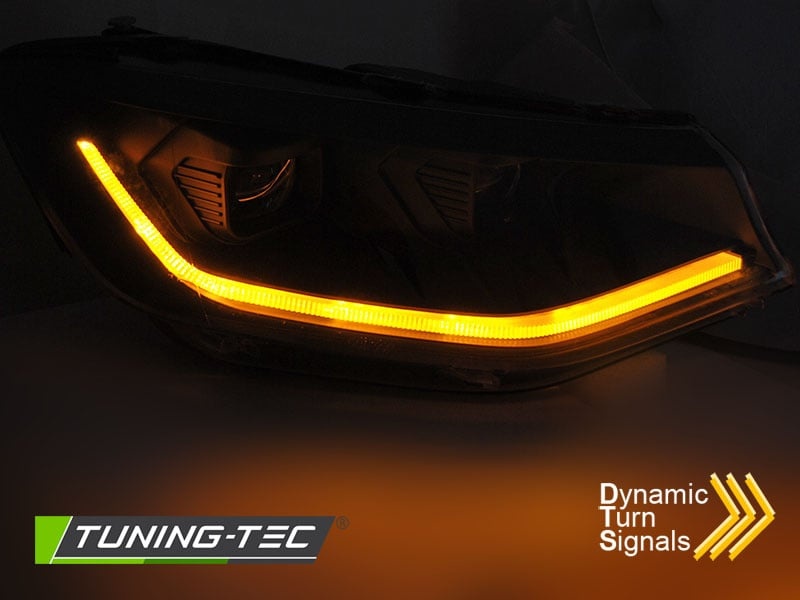 LED Koplampen Tube Light Zwart DRL Dynamisch geschikt voor VW Caddy 20-